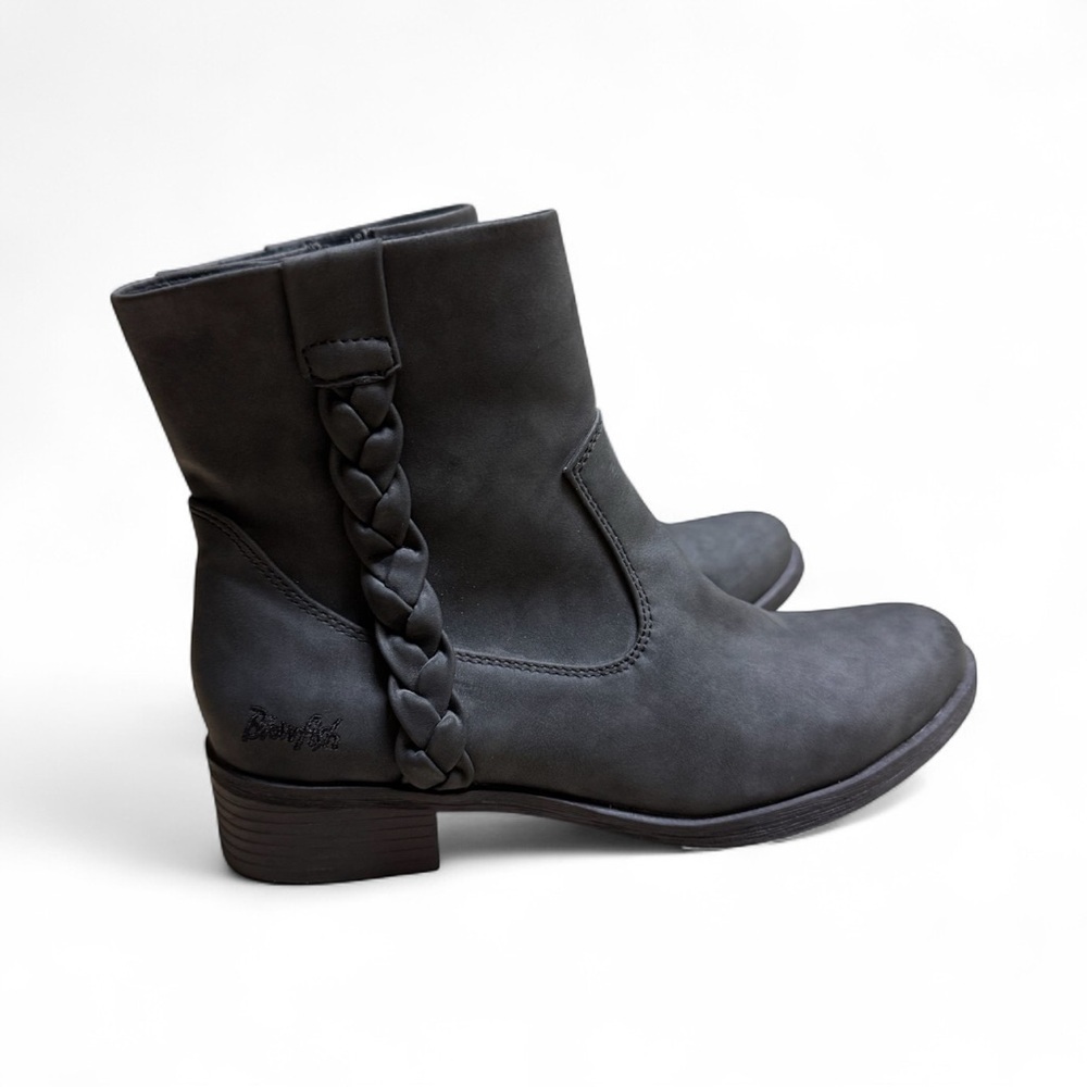 Blowfish Malibu Black Ankle Boots Women’s 7.5 Braided Side Zip New Without Box